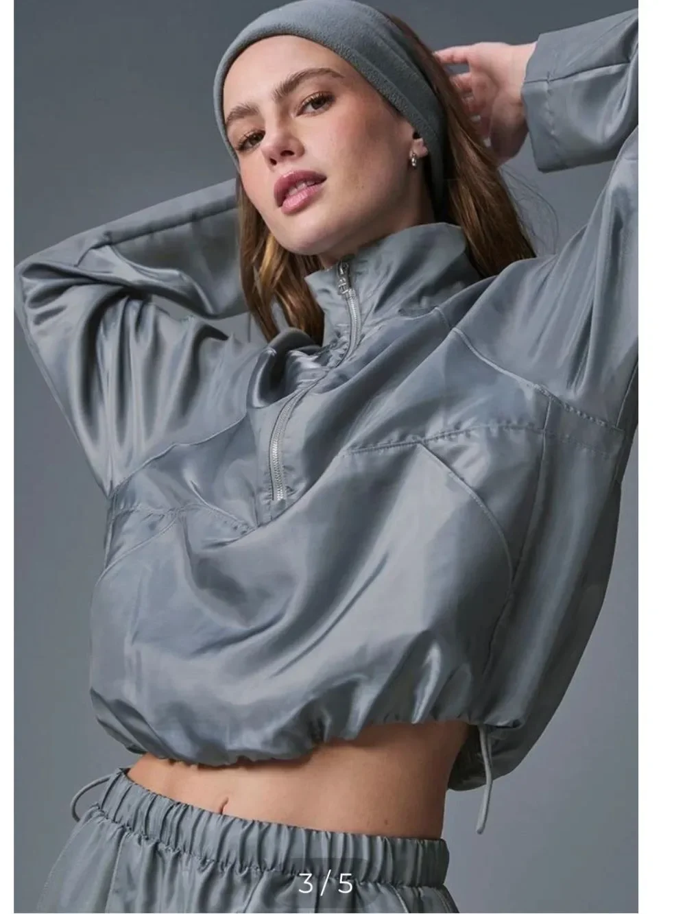 Alo Women’s Cropped Afterglow Pullover - Steel Grey 2-piece set